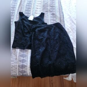 Vintage Ann Taylor Black Lace 2-Piece Set